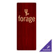 A red rectangular wooden Menu Solutions sign with picture corners on a table.