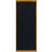 A black rectangular menu board with a wooden frame.