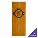 A Menu Solutions country oak wood board with picture corners and a logo on it.