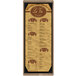 A weathered walnut wood menu board with picture corners on a white background.