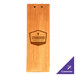 A wooden Menu Solutions wood clipboard with a logo on it.