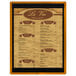 A Menu Solutions Country Oak wood menu board with top and bottom black strips.