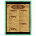 A Washed Teal wood menu board with top and bottom strips.