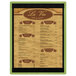 A Menu Solutions wood menu board with lime wood strips on top and bottom.