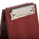 A mahogany wood clipboard with a metal clip.