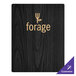 A black wood Menu Solutions menu board with a logo on it.