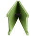 A lime wood menu board tent with a black clip.