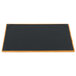 A wooden menu board with a black border.
