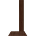 A brown rectangular walnut wood menu holder with a wooden base.