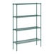 A green Regency wire shelving kit with four shelves.