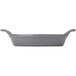 An American Metalcraft pre-seasoned cast iron oval casserole dish with handles.