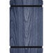 A blue wooden Menu Solutions sign with black rubber band straps.
