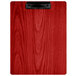 A red wood grained Menu Solutions clipboard.