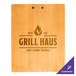 A wood board with the words "Grill Haus" on it.