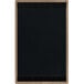 A weathered walnut wood menu board with black strips at the top and bottom.