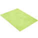 A lime green rectangular wood menu board with picture corners on a white background.