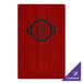A red wood menu board with a logo on it.