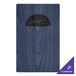 A blue wood menu board with a black logo.