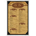 A customizable white wood menu board with picture corners.