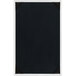 A white rectangular wood menu board with black picture corners.