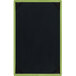A black board with green corners.