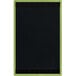 A black rectangular wood menu board with top and bottom green wood strips.