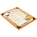 A Menu Solutions wood menu board with a menu on it.
