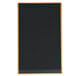 A white rectangular wood menu board with top and bottom black strips.