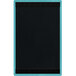 A black rectangular board with a blue border and blue top and bottom strips.
