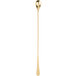 A gold plated Barfly Japanese style bar spoon with a long handle.