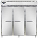 The open door of a Continental Solid Door Pass-Through Refrigerator.
