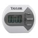 A digital kitchen timer with a display and control buttons labeled 'M', 'S', and 'Start/Stop', branded with the name Taylor.