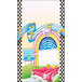 A menu cover with a retro jukebox design, a car, and a music note.