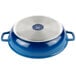 A blue and silver GET Heiss brazier/paella pan with a lid.