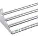 A Regency stainless steel wall mounted shelf with four metal rods.