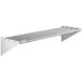 A Regency stainless steel wall mounted shelf with metal rods.