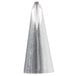 A silver cone-shaped piping tip.