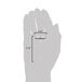 A hand holding a drawing of a stainless steel flower nail with measurements on it.