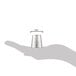 A hand holding a silver metal Ateco Russian piping tip over a metal container of liquid.