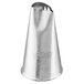 A silver metal Ateco curved petal piping tip.