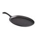 A black Valor cast iron fajita skillet with a handle.