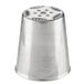 A silver metal Ateco Russian piping tip with a pattern on it.