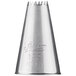 A close-up of a silver Ateco Drop Flower piping tip with writing on it.