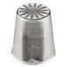 A silver metal Ateco Russian piping tip with a flower design.