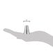 A hand holding a silver cone with a black tip.