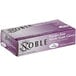A purple box of Noble powder-free nitrile gloves.