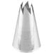 A silver metal Ateco Swirl Top piping tip nozzle.