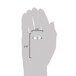 A hand holding a small silver Ateco domed flower nail with measurements on it.