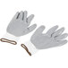 A pair of large grey Cordova warehouse gloves with white polyester.