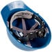 A blue Cordova Duo Safety hard hat with a 6-point ratchet suspension strap.